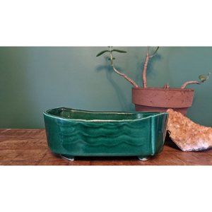 Vintage Emerald Green Waves Ungemach Planter - Art Deco, Roseville, OH